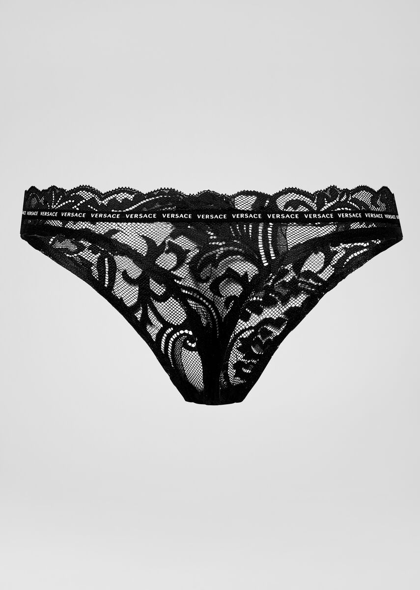 Versace Logo Lace Nejlevnější - Dámské Tanga - Černé